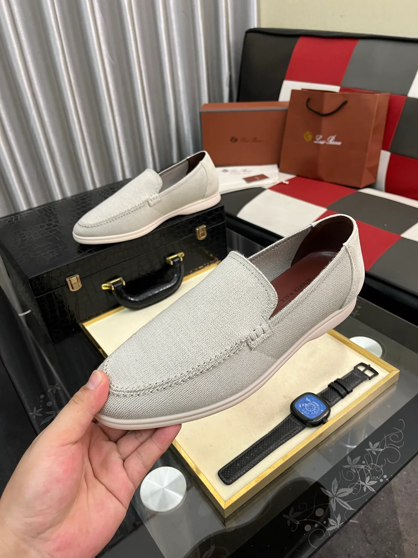 Men's men's shoes💰420⌚️⌚️Loro*Piana pure original 2025 soft and comfortable LP deerskin flat-soled casual star's same style slip-on Loaf men's shoes, size: 38-446️⃣colors available